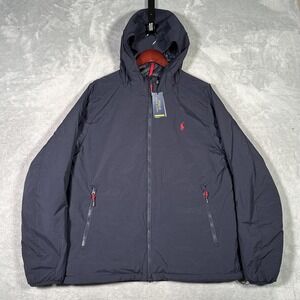Ralph Lauren Jacket Mens L Blue Performance Hooded Puffer Coat Teak Insulated